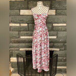 ZARA Floral Satin Midi Dress